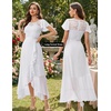 image:imageBeryLove Formal Long Dresses for Women Wedding Guest Cocktail Bridesmaid  Airy Lace amp Chiffon Evening Gown Flutter Sleeve Ideal for Mother of the Bride Prom Homecoming Party amp SemiFormal EventsWhite