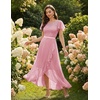 image:imageBeryLove Formal Long Dresses for Women Wedding Guest Cocktail Bridesmaid  Airy Lace amp Chiffon Evening Gown Flutter Sleeve Ideal for Mother of the Bride Prom Homecoming Party amp SemiFormal EventsPink