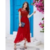 image:imageBeryLove Formal Long Dresses for Women Wedding Guest Cocktail Bridesmaid  Airy Lace amp Chiffon Evening Gown Flutter Sleeve Ideal for Mother of the Bride Prom Homecoming Party amp SemiFormal EventsRed