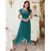 image:imageBeryLove Formal Long Dresses for Women Wedding Guest Cocktail Bridesmaid  Airy Lace amp Chiffon Evening Gown Flutter Sleeve Ideal for Mother of the Bride Prom Homecoming Party amp SemiFormal EventsPeacockgreen