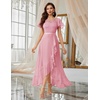 image:imageBeryLove Formal Long Dresses for Women Wedding Guest Cocktail Bridesmaid  Airy Lace amp Chiffon Evening Gown Flutter Sleeve Ideal for Mother of the Bride Prom Homecoming Party amp SemiFormal EventsPink