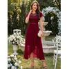 image:imageBeryLove Formal Long Dresses for Women Wedding Guest Cocktail Bridesmaid  Airy Lace amp Chiffon Evening Gown Flutter Sleeve Ideal for Mother of the Bride Prom Homecoming Party amp SemiFormal EventsDarkred