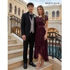 image:imageBeryLove Formal Long Dresses for Women Wedding Guest Cocktail Bridesmaid  Airy Lace amp Chiffon Evening Gown Flutter Sleeve Ideal for Mother of the Bride Prom Homecoming Party amp SemiFormal EventsBurgundy Sequin