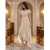 image:imageBeryLove Formal Long Dresses for Women Wedding Guest Cocktail Bridesmaid  Airy Lace amp Chiffon Evening Gown Flutter Sleeve Ideal for Mother of the Bride Prom Homecoming Party amp SemiFormal EventsChampagne Sequin