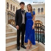 image:imageBeryLove Formal Long Dresses for Women Wedding Guest Cocktail Bridesmaid  Airy Lace amp Chiffon Evening Gown Flutter Sleeve Ideal for Mother of the Bride Prom Homecoming Party amp SemiFormal EventsRoyalblue Sequin
