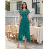 image:imageBeryLove Formal Long Dresses for Women Wedding Guest Cocktail Bridesmaid  Airy Lace amp Chiffon Evening Gown Flutter Sleeve Ideal for Mother of the Bride Prom Homecoming Party amp SemiFormal EventsPeacockgreen Sequin