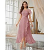 image:imageBeryLove Formal Long Dresses for Women Wedding Guest Cocktail Bridesmaid  Airy Lace amp Chiffon Evening Gown Flutter Sleeve Ideal for Mother of the Bride Prom Homecoming Party amp SemiFormal EventsBlush