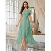 image:imageBeryLove Formal Long Dresses for Women Wedding Guest Cocktail Bridesmaid  Airy Lace amp Chiffon Evening Gown Flutter Sleeve Ideal for Mother of the Bride Prom Homecoming Party amp SemiFormal EventsLight Green