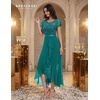 image:imageBeryLove Formal Long Dresses for Women Wedding Guest Cocktail Bridesmaid  Airy Lace amp Chiffon Evening Gown Flutter Sleeve Ideal for Mother of the Bride Prom Homecoming Party amp SemiFormal EventsPeacockgreen Sequin