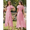 image:imageBeryLove Formal Long Dresses for Women Wedding Guest Cocktail Bridesmaid  Airy Lace amp Chiffon Evening Gown Flutter Sleeve Ideal for Mother of the Bride Prom Homecoming Party amp SemiFormal EventsPink
