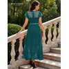 image:imageBeryLove Formal Long Dresses for Women Wedding Guest Cocktail Bridesmaid  Airy Lace amp Chiffon Evening Gown Flutter Sleeve Ideal for Mother of the Bride Prom Homecoming Party amp SemiFormal EventsPeacockgreen