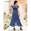 image:imageBeryLove Formal Long Dresses for Women Wedding Guest Cocktail Bridesmaid  Airy Lace amp Chiffon Evening Gown Flutter Sleeve Ideal for Mother of the Bride Prom Homecoming Party amp SemiFormal EventsGrayish Purple
