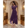 image:imageBeryLove Formal Long Dresses for Women Wedding Guest Cocktail Bridesmaid  Airy Lace amp Chiffon Evening Gown Flutter Sleeve Ideal for Mother of the Bride Prom Homecoming Party amp SemiFormal EventsGrape Sequin
