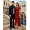 image:imageBeryLove Formal Long Dresses for Women Wedding Guest Cocktail Bridesmaid  Airy Lace amp Chiffon Evening Gown Flutter Sleeve Ideal for Mother of the Bride Prom Homecoming Party amp SemiFormal EventsRed Sequin