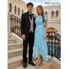 image:imageBeryLove Formal Long Dresses for Women Wedding Guest Cocktail Bridesmaid  Airy Lace amp Chiffon Evening Gown Flutter Sleeve Ideal for Mother of the Bride Prom Homecoming Party amp SemiFormal EventsLight Blue Sequin