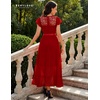 image:imageBeryLove Formal Long Dresses for Women Wedding Guest Cocktail Bridesmaid  Airy Lace amp Chiffon Evening Gown Flutter Sleeve Ideal for Mother of the Bride Prom Homecoming Party amp SemiFormal EventsRed