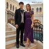 image:imageBeryLove Formal Long Dresses for Women Wedding Guest Cocktail Bridesmaid  Airy Lace amp Chiffon Evening Gown Flutter Sleeve Ideal for Mother of the Bride Prom Homecoming Party amp SemiFormal EventsGrape Sequin
