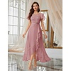 image:imageBeryLove Formal Long Dresses for Women Wedding Guest Cocktail Bridesmaid  Airy Lace amp Chiffon Evening Gown Flutter Sleeve Ideal for Mother of the Bride Prom Homecoming Party amp SemiFormal EventsBlush Sequin
