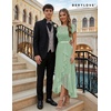 image:imageBeryLove Formal Long Dresses for Women Wedding Guest Cocktail Bridesmaid  Airy Lace amp Chiffon Evening Gown Flutter Sleeve Ideal for Mother of the Bride Prom Homecoming Party amp SemiFormal EventsLight Green Sequin