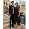 image:imageBeryLove Formal Long Dresses for Women Wedding Guest Cocktail Bridesmaid  Airy Lace amp Chiffon Evening Gown Flutter Sleeve Ideal for Mother of the Bride Prom Homecoming Party amp SemiFormal EventsBlack Sequin