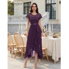 image:imageBeryLove Formal Long Dresses for Women Wedding Guest Cocktail Bridesmaid  Airy Lace amp Chiffon Evening Gown Flutter Sleeve Ideal for Mother of the Bride Prom Homecoming Party amp SemiFormal EventsGrape Sequin