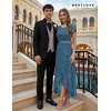 image:imageBeryLove Formal Long Dresses for Women Wedding Guest Cocktail Bridesmaid  Airy Lace amp Chiffon Evening Gown Flutter Sleeve Ideal for Mother of the Bride Prom Homecoming Party amp SemiFormal EventsGrey Blue Sequin