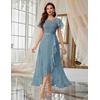 image:imageBeryLove Formal Long Dresses for Women Wedding Guest Cocktail Bridesmaid  Airy Lace amp Chiffon Evening Gown Flutter Sleeve Ideal for Mother of the Bride Prom Homecoming Party amp SemiFormal EventsGrey Blue