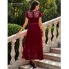 image:imageBeryLove Formal Long Dresses for Women Wedding Guest Cocktail Bridesmaid  Airy Lace amp Chiffon Evening Gown Flutter Sleeve Ideal for Mother of the Bride Prom Homecoming Party amp SemiFormal EventsDarkred