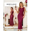 image:imageBeryLove Homecoming Wedding Guest Formal Sequin Long Bodycon Dress  Off Shoulder Sexy Birthday Party Cocktail Tie Back Sleeveless Long Bridesmaid Sparkly Vintage Fitted Event Night GownBrose Red