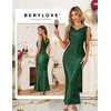 image:imageBeryLove Homecoming Wedding Guest Formal Sequin Long Bodycon Dress  Off Shoulder Sexy Birthday Party Cocktail Tie Back Sleeveless Long Bridesmaid Sparkly Vintage Fitted Event Night GownDarkgreen