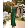 image:imageBeryLove Homecoming Wedding Guest Formal Sequin Long Bodycon Dress  Off Shoulder Sexy Birthday Party Cocktail Tie Back Sleeveless Long Bridesmaid Sparkly Vintage Fitted Event Night GownDarkgreen