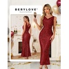 image:imageBeryLove Homecoming Wedding Guest Formal Sequin Long Bodycon Dress  Off Shoulder Sexy Birthday Party Cocktail Tie Back Sleeveless Long Bridesmaid Sparkly Vintage Fitted Event Night GownBred