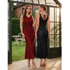 image:imageBeryLove Homecoming Wedding Guest Formal Sequin Long Bodycon Dress  Off Shoulder Sexy Birthday Party Cocktail Tie Back Sleeveless Long Bridesmaid Sparkly Vintage Fitted Event Night GownBburgundy