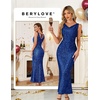 image:imageBeryLove Homecoming Wedding Guest Formal Sequin Long Bodycon Dress  Off Shoulder Sexy Birthday Party Cocktail Tie Back Sleeveless Long Bridesmaid Sparkly Vintage Fitted Event Night GownRoyalblue