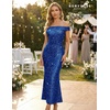 image:imageBeryLove Homecoming Wedding Guest Formal Sequin Long Bodycon Dress  Off Shoulder Sexy Birthday Party Cocktail Tie Back Sleeveless Long Bridesmaid Sparkly Vintage Fitted Event Night GownRoyalblue