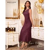 image:imageBeryLove Homecoming Wedding Guest Formal Sequin Long Bodycon Dress  Off Shoulder Sexy Birthday Party Cocktail Tie Back Sleeveless Long Bridesmaid Sparkly Vintage Fitted Event Night GownMaroon