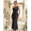 image:imageBeryLove Homecoming Wedding Guest Formal Sequin Long Bodycon Dress  Off Shoulder Sexy Birthday Party Cocktail Tie Back Sleeveless Long Bridesmaid Sparkly Vintage Fitted Event Night GownBblack