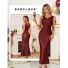 image:imageBeryLove Homecoming Wedding Guest Formal Sequin Long Bodycon Dress  Off Shoulder Sexy Birthday Party Cocktail Tie Back Sleeveless Long Bridesmaid Sparkly Vintage Fitted Event Night GownBburgundy