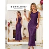 image:imageBeryLove Homecoming Wedding Guest Formal Sequin Long Bodycon Dress  Off Shoulder Sexy Birthday Party Cocktail Tie Back Sleeveless Long Bridesmaid Sparkly Vintage Fitted Event Night GownBgrape