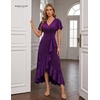 image:imageBeryLove Long Sequin Formal Vneck Wedding Guest Short Sleeve Cocktail Dress  Sparkly Glitter Flutter Sleeve Ruffle Evening Elegant Homecoming Holiday Birthday Night Out Gala Event GownPurple