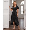 image:imageBeryLove Long Sequin Formal Vneck Wedding Guest Short Sleeve Cocktail Dress  Sparkly Glitter Flutter Sleeve Ruffle Evening Elegant Homecoming Holiday Birthday Night Out Gala Event GownBlack