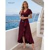 image:imageBeryLove Long Sequin Formal Vneck Wedding Guest Short Sleeve Cocktail Dress  Sparkly Glitter Flutter Sleeve Ruffle Evening Elegant Homecoming Holiday Birthday Night Out Gala Event GownBurgundy