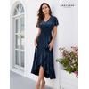 image:imageBeryLove Long Sequin Formal Vneck Wedding Guest Short Sleeve Cocktail Dress  Sparkly Glitter Flutter Sleeve Ruffle Evening Elegant Homecoming Holiday Birthday Night Out Gala Event GownNavy