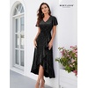 image:imageBeryLove Long Sequin Formal Vneck Wedding Guest Short Sleeve Cocktail Dress  Sparkly Glitter Flutter Sleeve Ruffle Evening Elegant Homecoming Holiday Birthday Night Out Gala Event GownBlack
