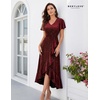 image:imageBeryLove Long Sequin Formal Vneck Wedding Guest Short Sleeve Cocktail Dress  Sparkly Glitter Flutter Sleeve Ruffle Evening Elegant Homecoming Holiday Birthday Night Out Gala Event GownBurgundy