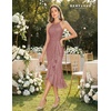image:imageBeryLove Sequin Formal Cocktail Wedding Guest Long Ruffle Halter Dresses  2026 Spaghetti Strap Slit Evening Prom DressBlush