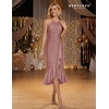 image:imageBeryLove Sequin Formal Cocktail Wedding Guest Long Ruffle Halter Dresses  2026 Spaghetti Strap Slit Evening Prom DressBlush