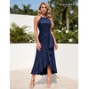 image:imageBeryLove Sequin Formal Cocktail Wedding Guest Long Ruffle Halter Dresses  2026 Spaghetti Strap Slit Evening Prom DressNavy