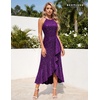 image:imageBeryLove Sequin Formal Cocktail Wedding Guest Long Ruffle Halter Dresses  2026 Spaghetti Strap Slit Evening Prom DressPurple