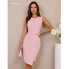 image:imageBeryLove Short Cocktail Wrap Wedding Guest Sleeveless Formal Business Dress  Womens Short Cocktail Wedding Guest Gown Wrap Bodycon Sleeveless Formal Casual Business DressPink